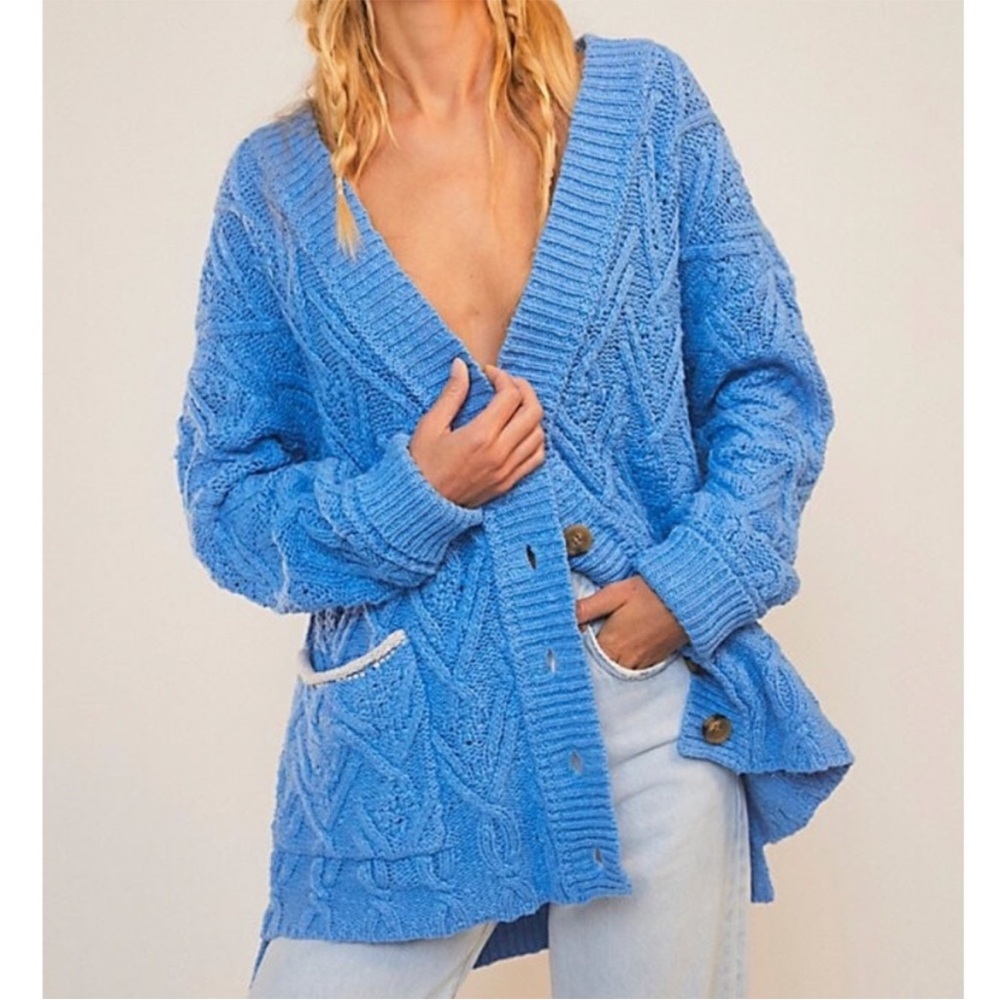 Free People Montana Sky Blue Cardigan Sweater